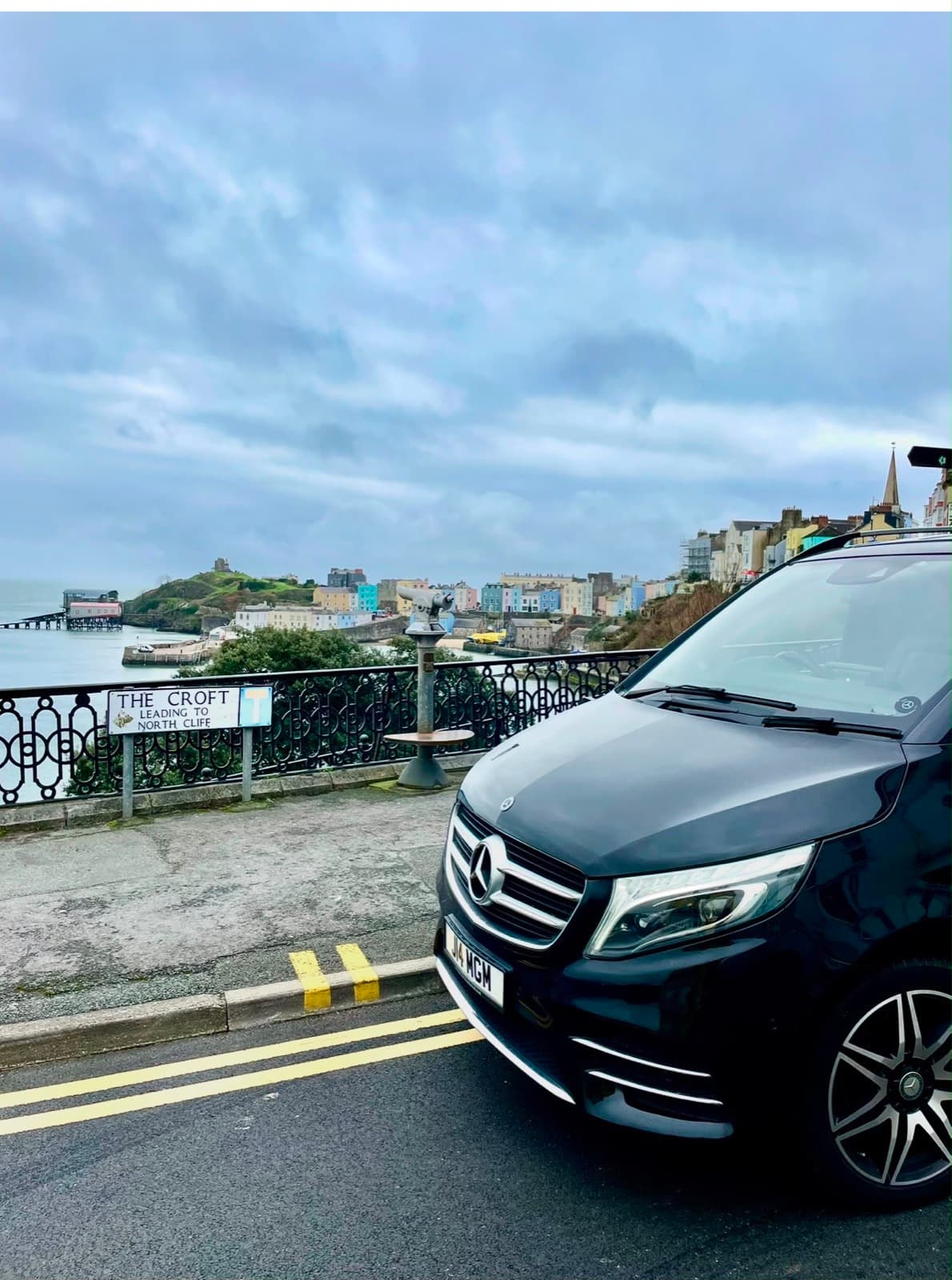 Black executive Mercedes travelling through South Wales on the M4