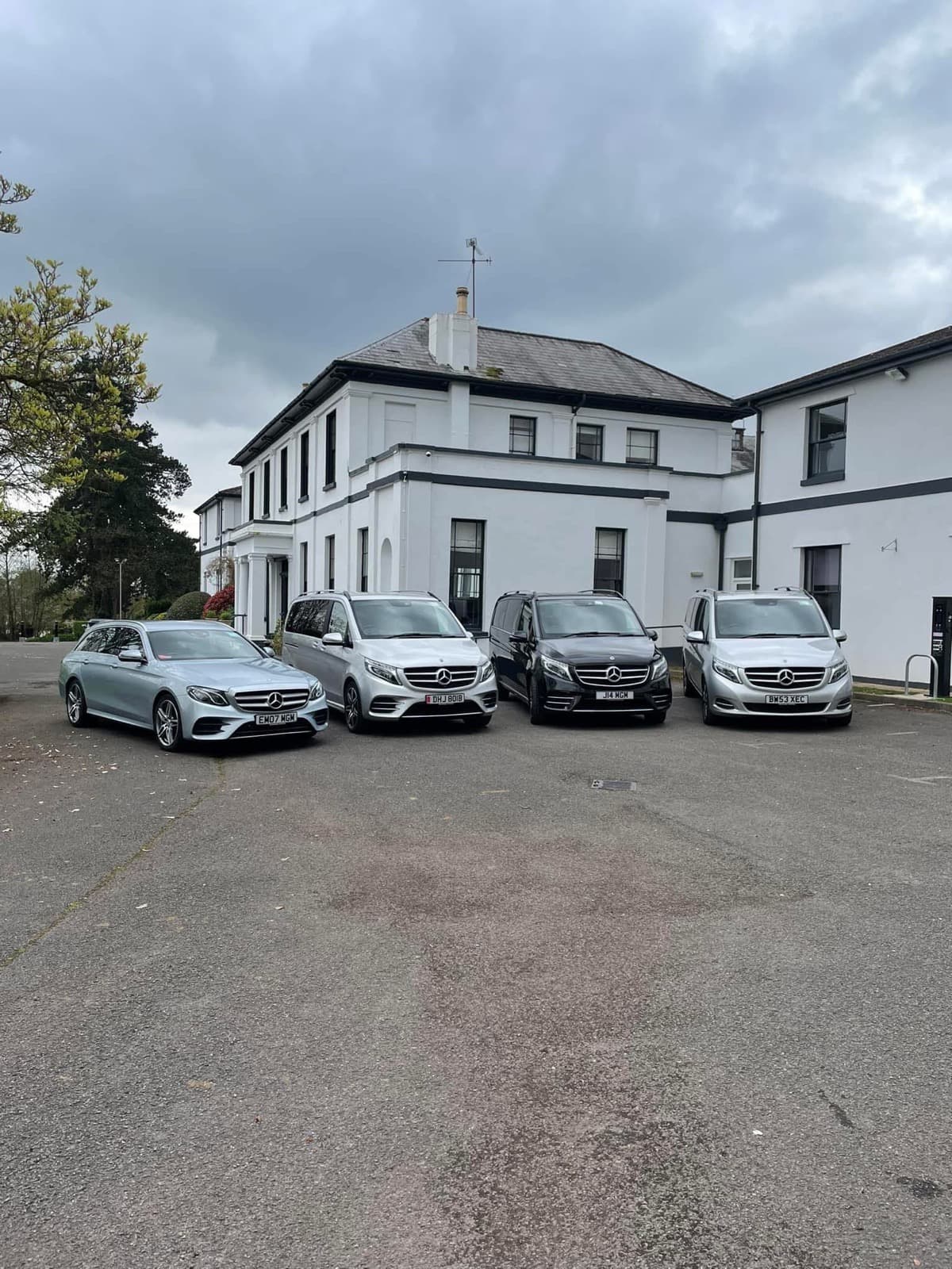 MGM Travels executive Mercedes fleet at a South Wales venue — corporate and private hire transfers
