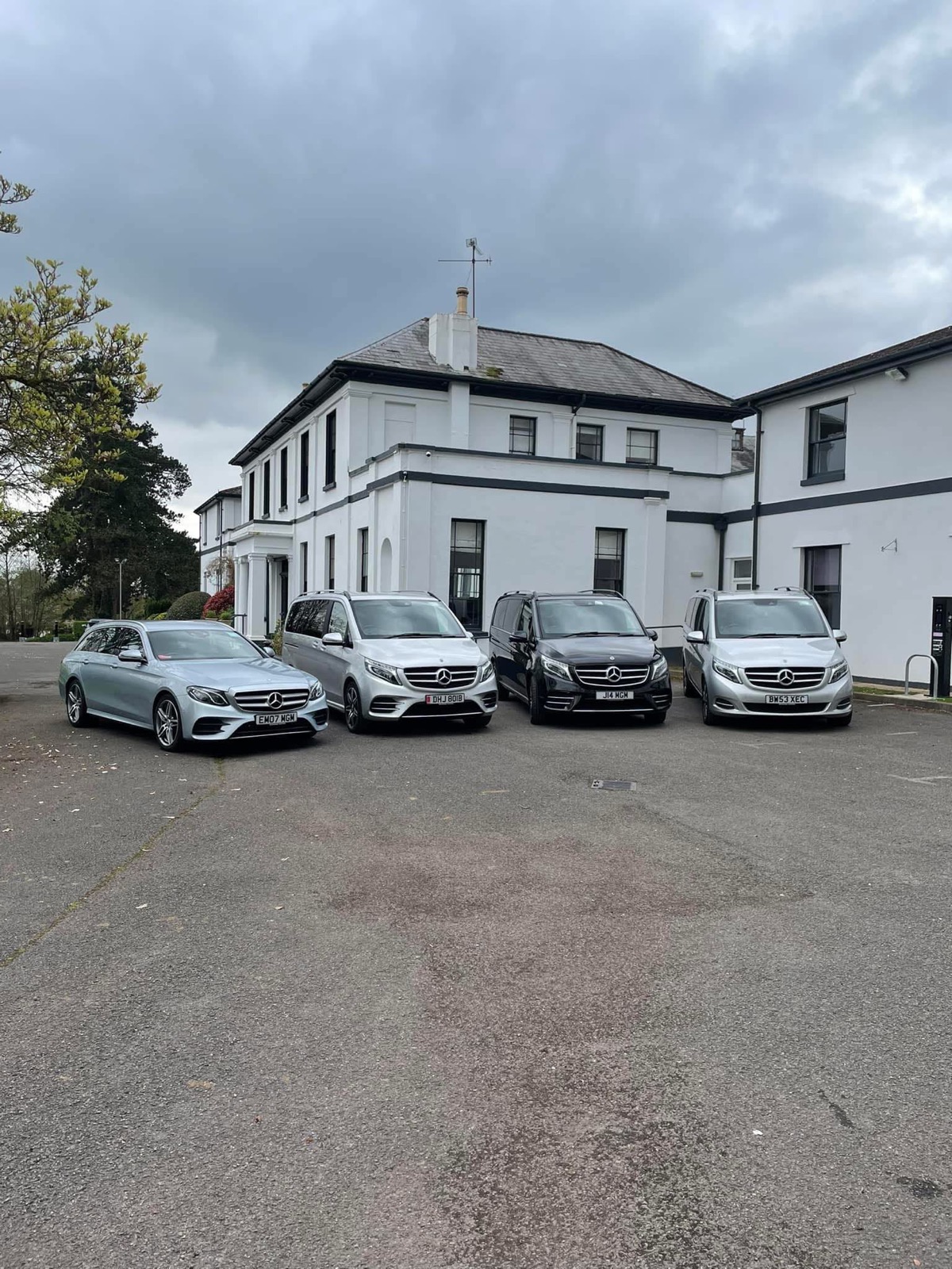 MGM Travels executive Mercedes fleet at a South Wales venue — corporate and private hire transfers